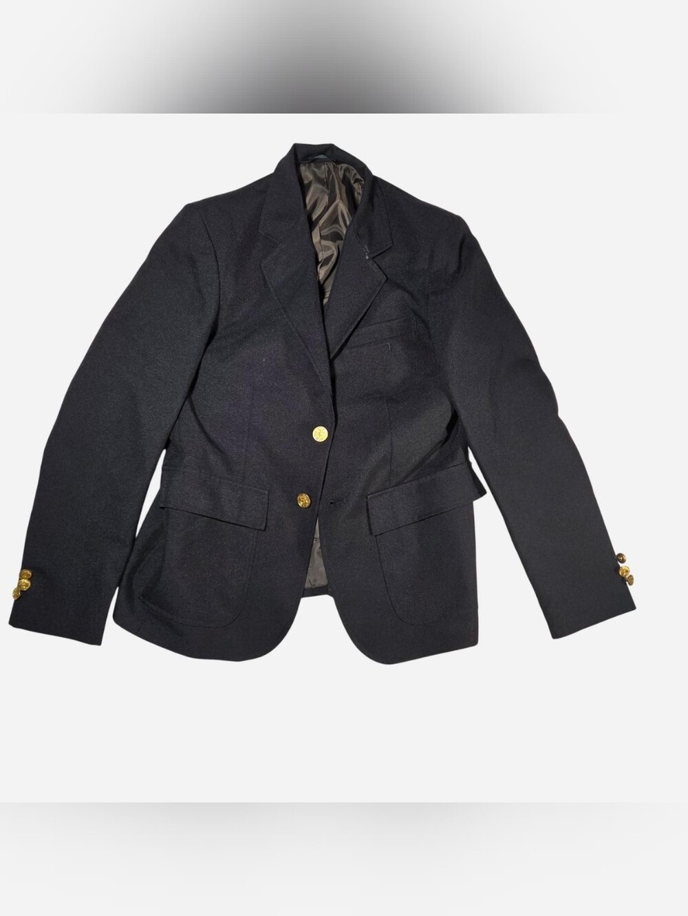 Vintage Elite Navy Blue School Blazer with Gold Crest Buttons